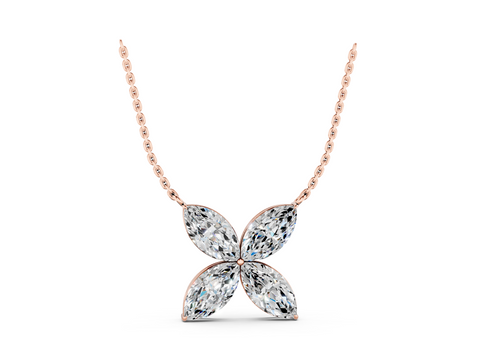 Rose gold Four-Prong Marquise Diamond Flower Pendant