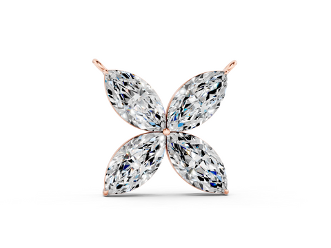 Rose gold Four-Prong Marquise Diamond Flower Pendant