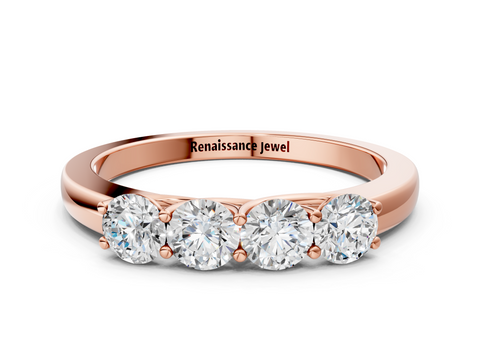 Rose gold Four-Stone Round Diamond Prong-Set White Gold Band