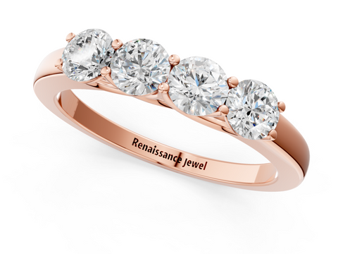 Rose gold Four-Stone Round Diamond Prong-Set White Gold Band
