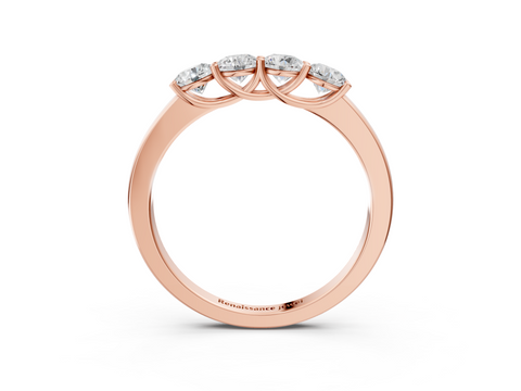 Rose gold Four-Stone Round Diamond Prong-Set White Gold Band