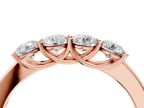 Rose gold Four-Stone Round Diamond Prong-Set White Gold Band
