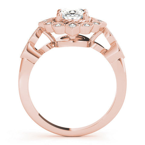Rose gold Halo Oval Diamond Milgrain Infinity Band with Four-Prong Setting