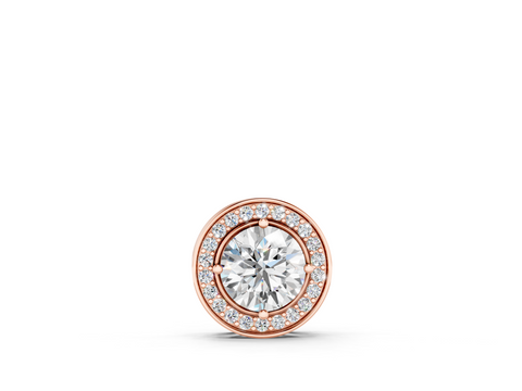 Rose gold Halo Round Diamond Four-Prong Pendant