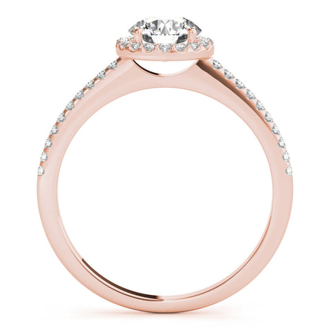 Rose gold Halo Round Diamond Pavé Band Four-Prong Ring
