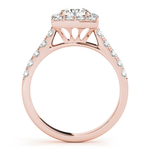 Rose gold Halo Round Diamond Pave Band Prong Setting Ring
