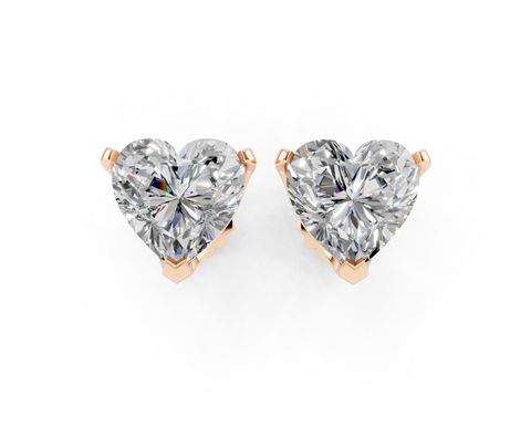 Rose gold Heart Brilliant Diamond Stud Earrings