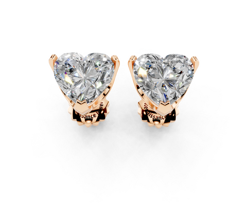 Rose gold Heart Brilliant Diamond Stud Earrings