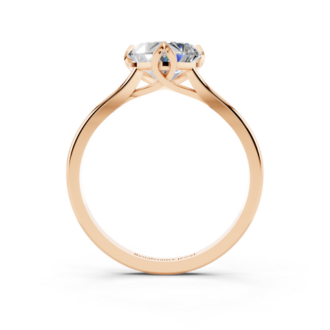 Rose gold Heart Cut Solitaire Diamond Ring with Flower-Prong Setting and Classic Band