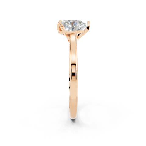 Rose gold Heart Cut Solitaire Diamond Ring with Flower-Prong Setting and Classic Band