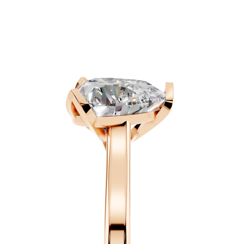 Rose gold Heart Cut Solitaire Diamond Ring with Flower-Prong Setting and Classic Band