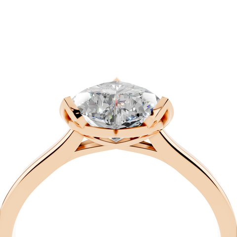 Rose gold Heart Cut Solitaire Diamond Ring with Flower-Prong Setting and Classic Band