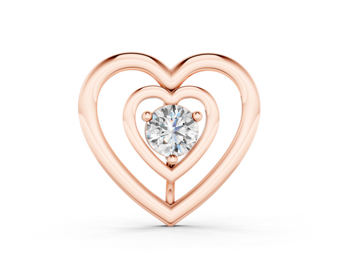 Rose gold Heart Prong Round Diamond Pendant