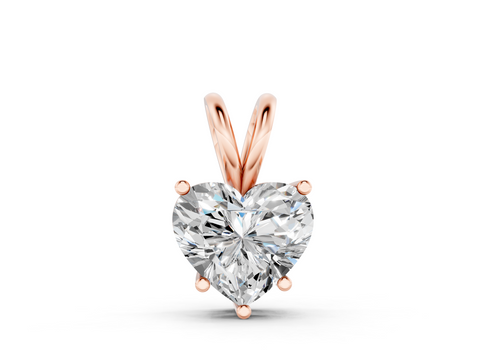 Rose gold Heart-Shaped Diamond Solitaire Pendant with Four-Prong Setting