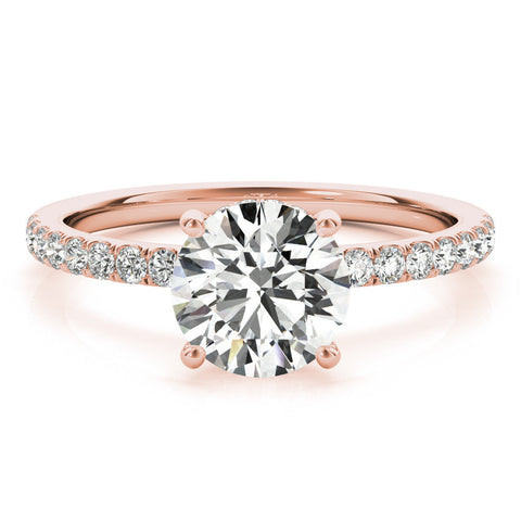 Rose gold Princess Solitaire Diamond Pavé Band with Four-Prong Setting
