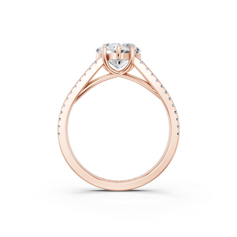 Rose gold Heart Solitaire Split Shank Pavé Diamond Engagement Ring