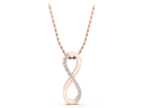 Rose gold Infinity Pendant with Round Brilliant Diamonds in Pavé Setting