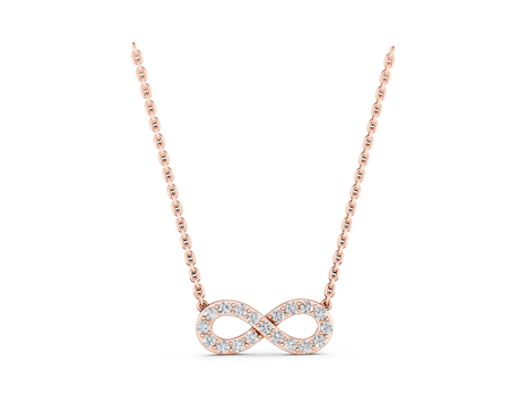Rose gold Infinity Pendant with Round Diamond Pavé Setting