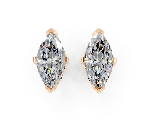 Rose gold Marquise Brilliant Diamond Stud Earrings
