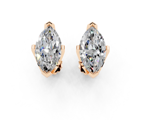 Rose gold Marquise Brilliant Diamond Stud Earrings