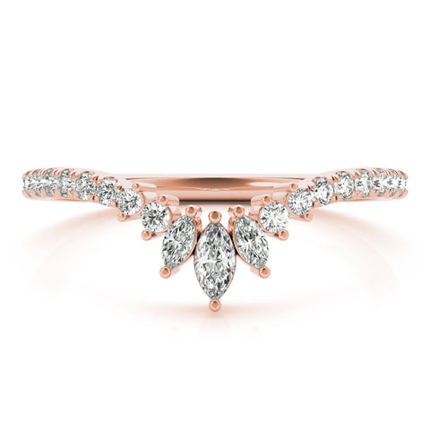Rose gold Marquise Cluster Diamond Pavé Band with Prong Setting