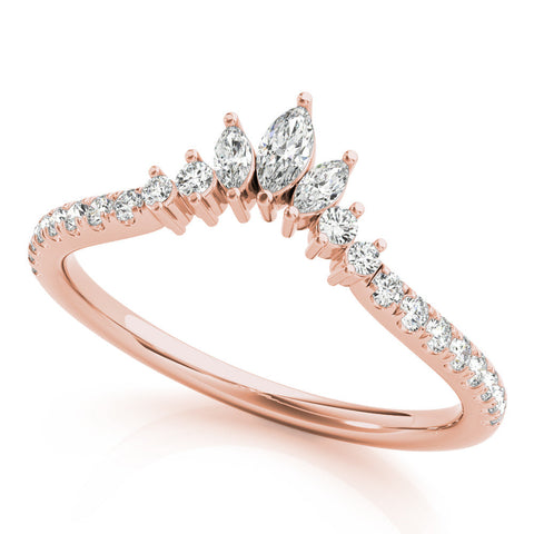 Rose gold Marquise Cluster Diamond Pavé Band with Prong Setting