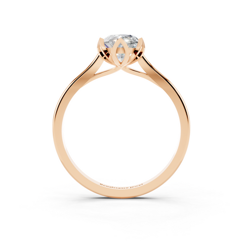 Rose gold Marquise Cut Solitaire Diamond Ring with Flower-Prong Setting and Classic Band