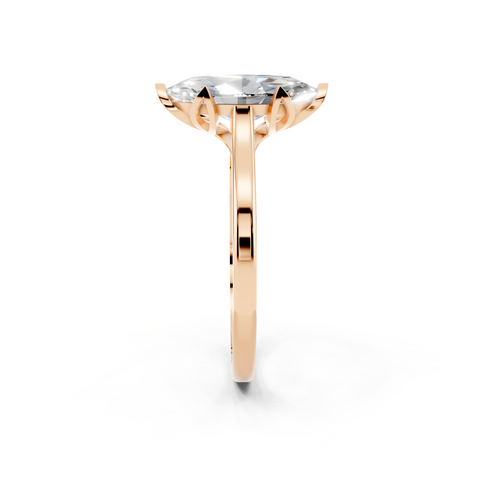 Rose gold Marquise Cut Solitaire Diamond Ring with Flower-Prong Setting and Classic Band
