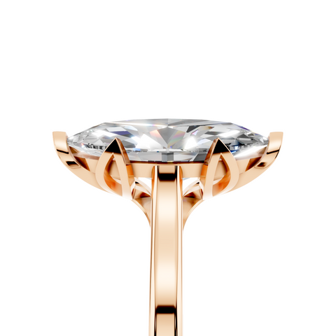 Rose gold Marquise Cut Solitaire Diamond Ring with Flower-Prong Setting and Classic Band
