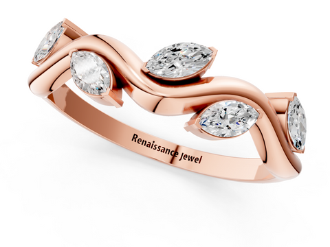 Rose gold Marquise Cut Twisted Band with Prong Setting