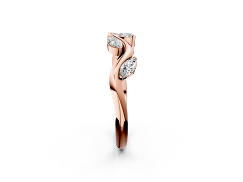 Rose gold Marquise Cut Twisted Band with Prong Setting
