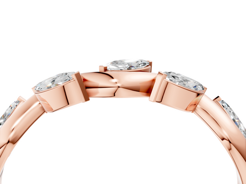 Rose gold Marquise Cut Twisted Band with Prong Setting