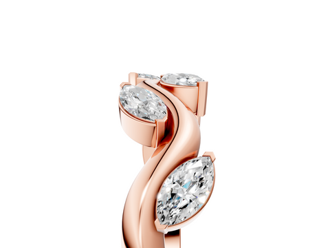 Rose gold Marquise Cut Twisted Band with Prong Setting