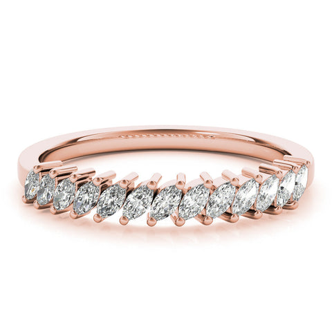 Rose gold Marquise Diamond Half-Eternity Band with Shared Prong Setting