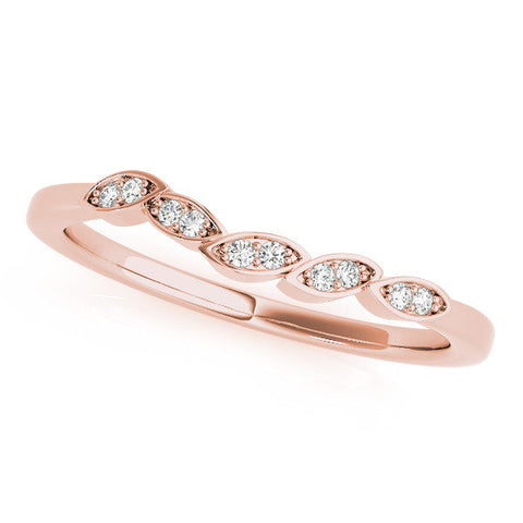 Rose gold Marquise Diamond Leaf Eternity Band with Bezel Setting