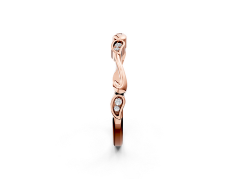 Rose gold Marquise Diamond Leaf Twist Eternity Band with Bezel Setting
