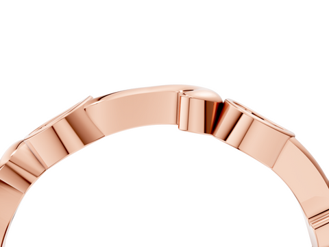 Rose gold Marquise Diamond Leaf Twist Eternity Band with Bezel Setting