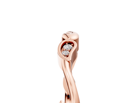 Rose gold Marquise Diamond Leaf Twist Eternity Band with Bezel Setting