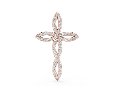 Rose gold Marquise Diamond Pavé Cross Pendant
