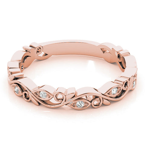 Rose gold Marquise Diamond Vine Eternity Band with Bezel Setting