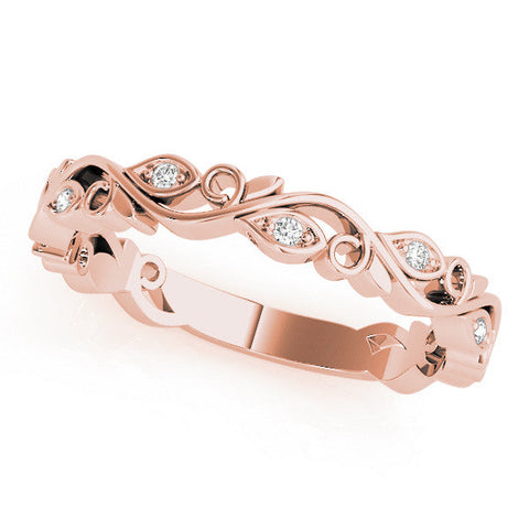 Rose gold Marquise Diamond Vine Eternity Band with Bezel Setting