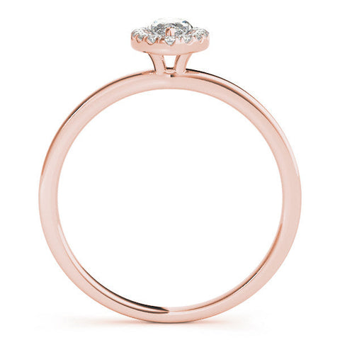 Rose gold Marquise Halo Diamond Solitaire with Pavé Band and Four-Prong Setting