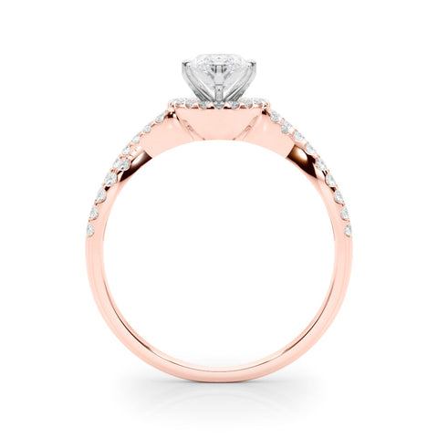 Rose gold Fancy Pink Marquise  Halo Twist Band Solitaire Prong Setting Ring