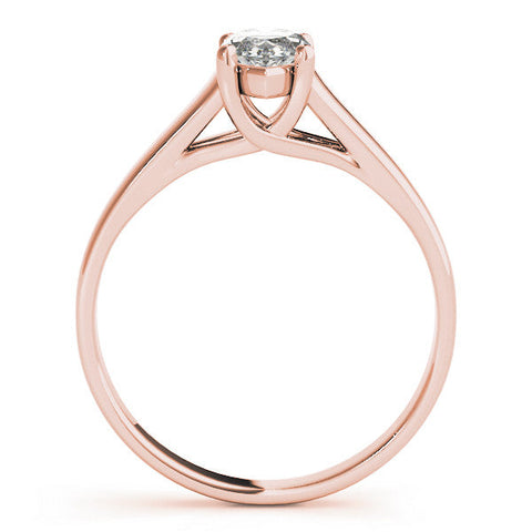 Rose gold Marquise Solitaire Diamond Ring with Tapered Band and Four-Prong Setting