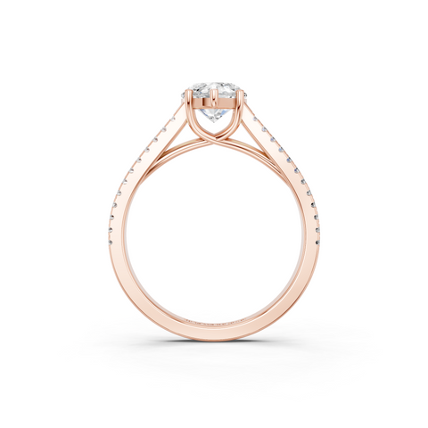 Rose gold Marquise Solitaire Split Shank Pavé Diamond Engagement Ring