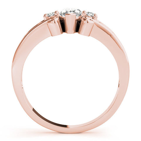 Rose gold Marquise Solitaire Twisted Band Scroll Prong Ring