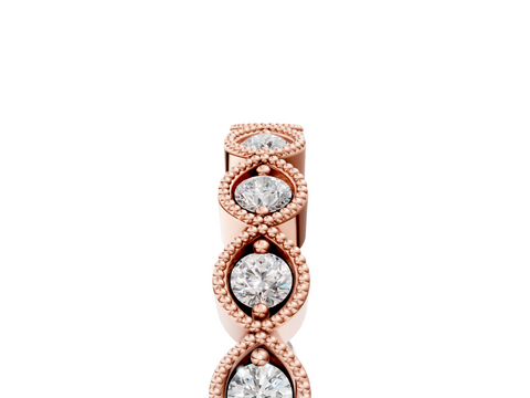 Rose gold Milgrain Marquise Diamond Eternity Band with Bezel Setting