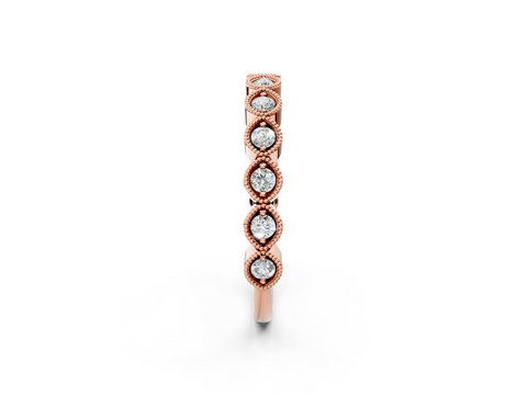 Rose gold Milgrain Marquise Diamond Eternity Band with Bezel Setting