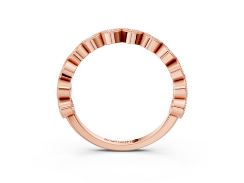Rose gold Milgrain Marquise Diamond Eternity Band with Bezel Setting
