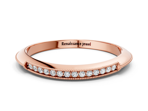 Rose gold Milgrain Round Diamond Pavé Set Half Eternity Band